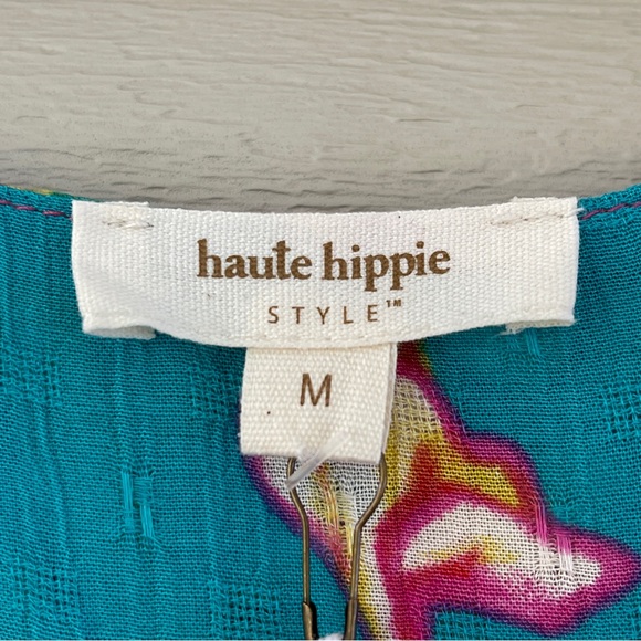 Haute Hippie Style Colorful Floral Top Blouse Size M NWT - Picture 3 of 10